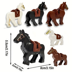 Military Vehicle Building Block Warhorse with Saddle Toy