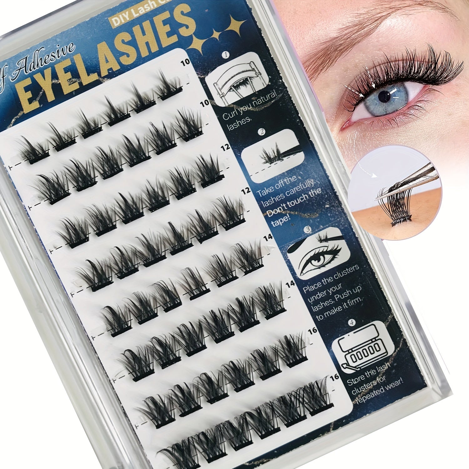Self Adhesive False Eyelashes 8-16mm Clusters Natural DIY Thick Lashes