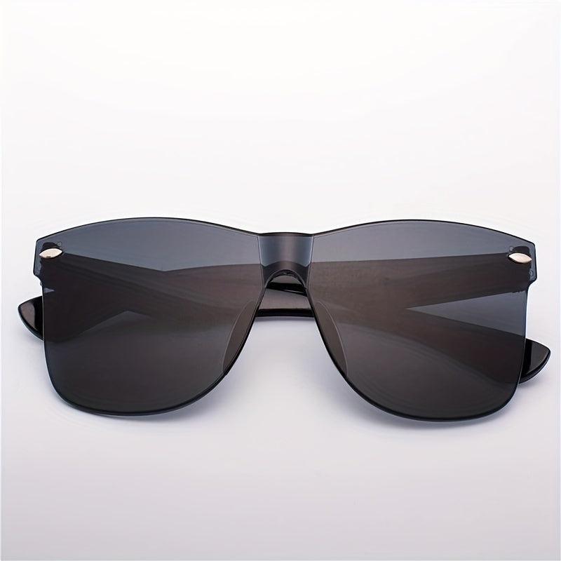 Square One piece Sunglasses Rivet Decor UV400
