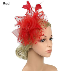 Women's 20s Fascinator Hat Feather Mesh Net Veil Tea Party Hat