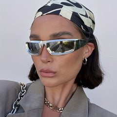 Y2K Wrap Sunglasses Cyberpunk Mirror UV400