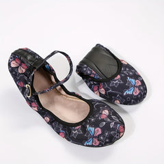 Women's Butterfly Ballet Shoes Buckle Strap Flat Lightweight Dancing Shoes
