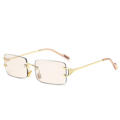 Rectangle Rimless Sunglasses Women Ladies Frameless Square Sun Glasses