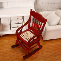 1/12 Wooden Mini Dollhouse Rocking Chair Toy DIY Accessory