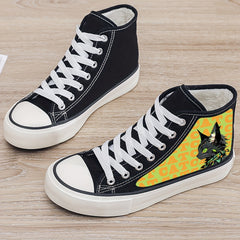 Cat Print Plush Lined Chunky Canvas Sneakers Fall Winter Warm Non Slip Shoes