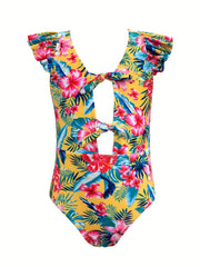 Toddler Girls Flamingo Ruffle Trim Swimsuit Kids Summer Beach Clothes