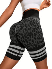 Leopard Print Butt Lifting Yoga Shorts High Waist Fitness Sports Shorts