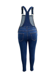 Leopard Print Ripped Denim Overalls