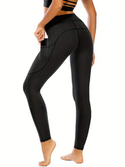Cropped Yoga Pants Side Pockets High Stretch Leggings Women's Activewear