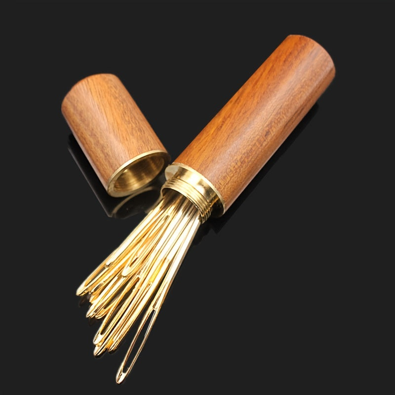 Wooden Needle Thread Box Hand Sewing Needle Tool Storage Cartridge