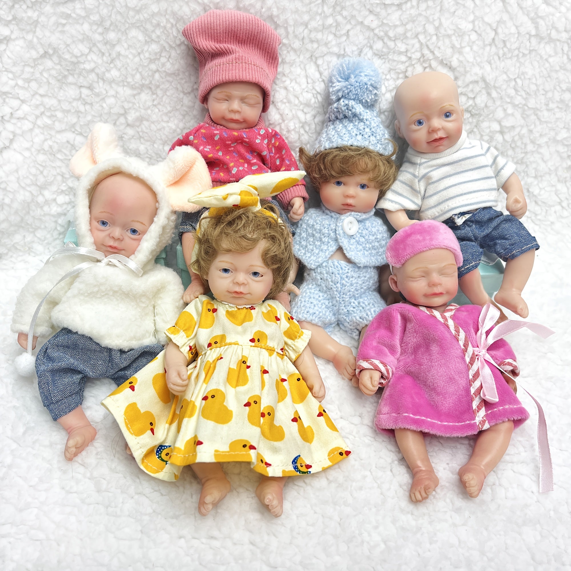 Mini Palm Solid Silicone Reborn Girl And Boy Doll With Two Outfits