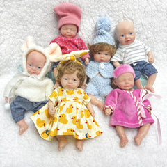 Mini Palm Solid Silicone Reborn Girl And Boy Doll With Two Outfits