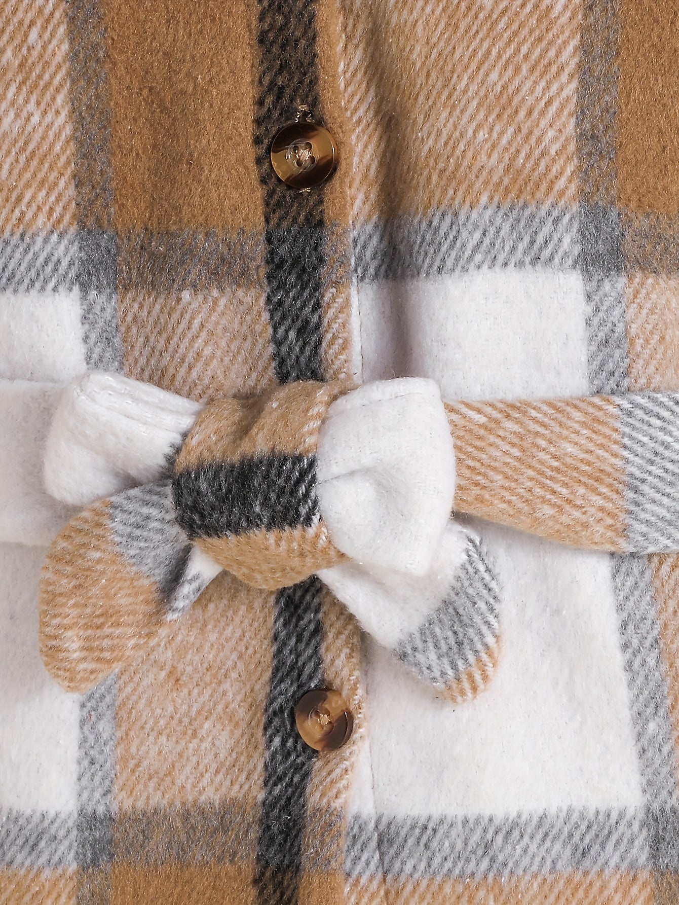 Baby Girls Plaid Belted Fleece Warm Coat Hooded Jacket