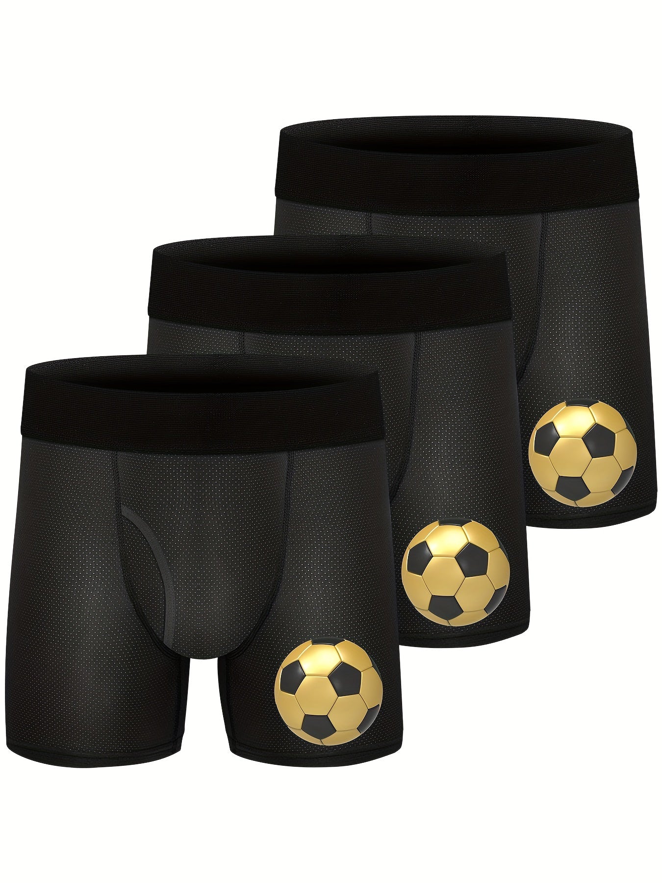 3pcs Boys Football Print Boxer Briefs Underwear Soft Comfortable