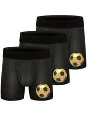 3pcs Boys Football Print Boxer Briefs Underwear Soft Comfortable