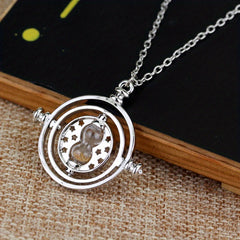 Time Turner Hourglass Necklace For Girls Vintage Hollow Movable Pendant Necklace