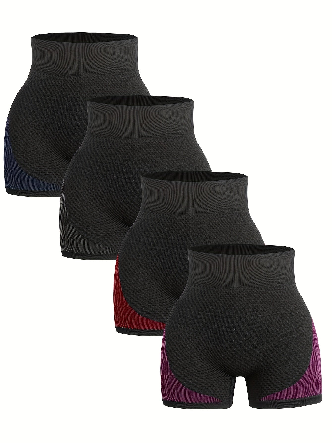 4pcs Women's Yoga Sports Shorts High Waist Biker Shorts