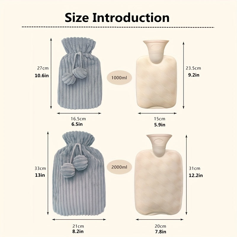 1000ml 2000ml Double Layer Hot Water Bag Hand Warmer Winter Christmas