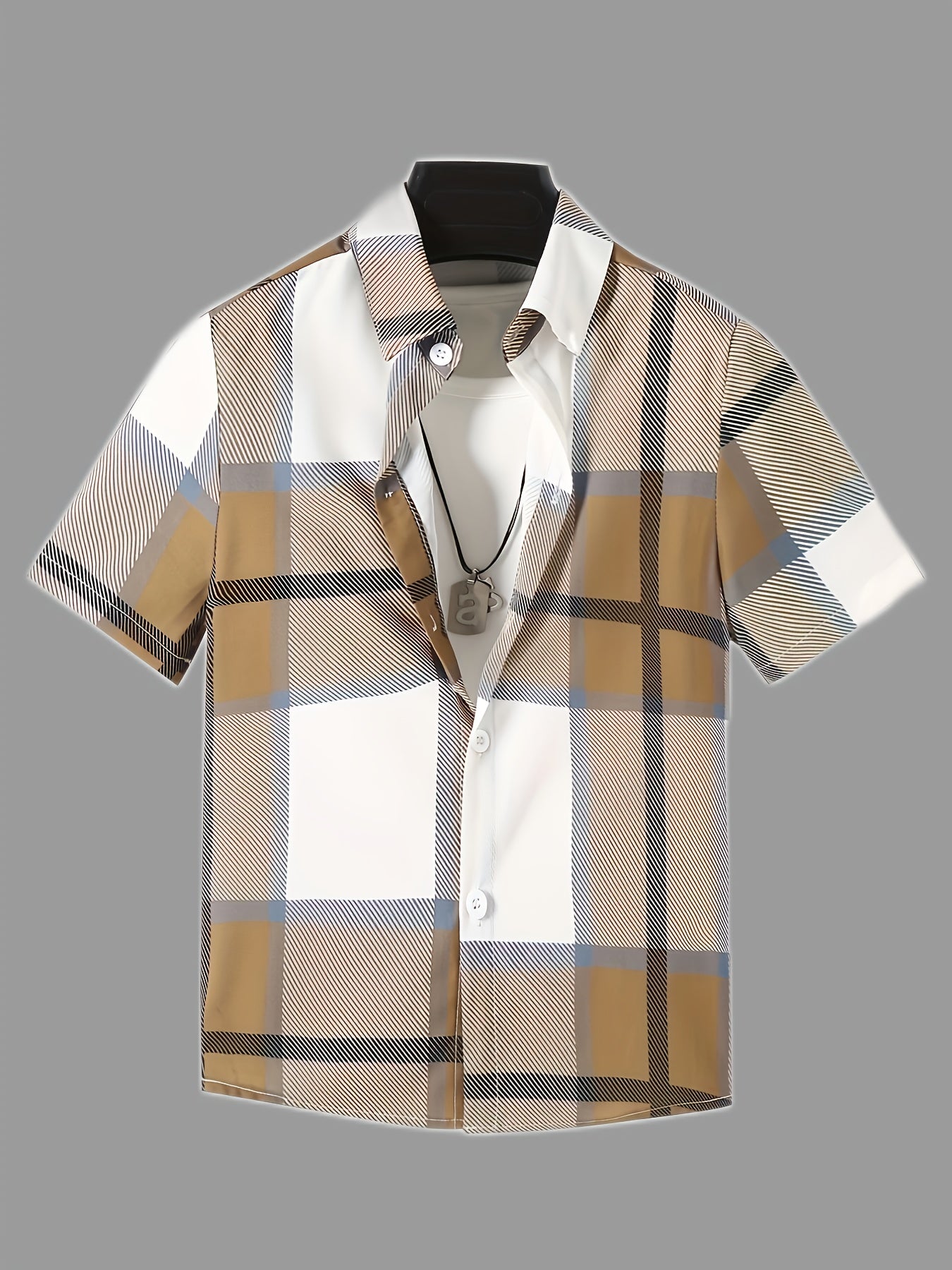 Plaid Print Short Sleeve Shirt for Boys
