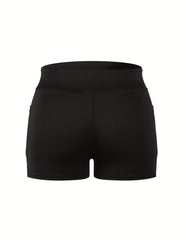 High Rise Skinny Stretch Shorts With Pockets