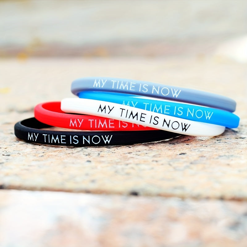 Letter Pattern Silicone Stretch Bracelet for Teens Girls