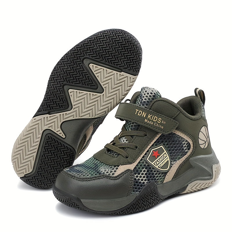 Camouflage Basketball Shoes for Boys Breathable Non Slip Sneakers