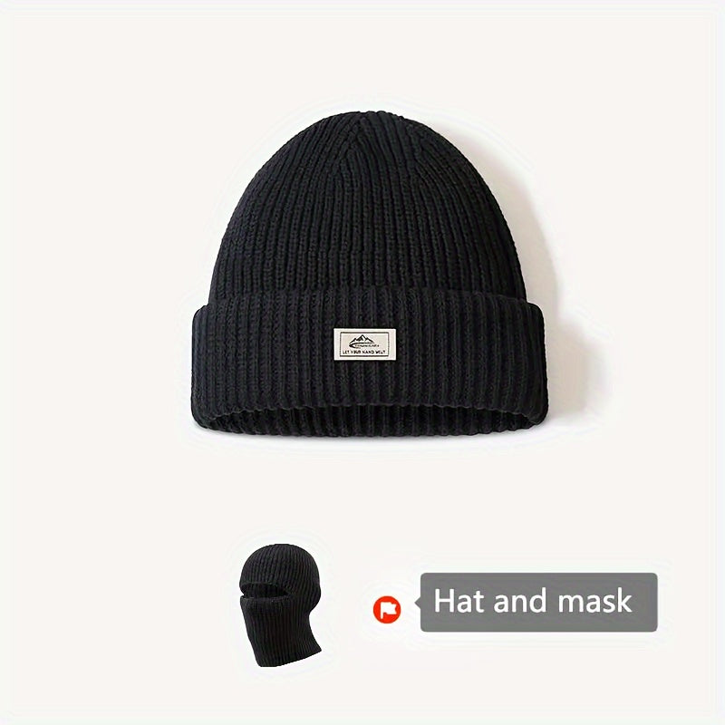 Winter Knitted Beanie Hat & Scarf Set Ear Protection Warm Hat Neck Gaiter