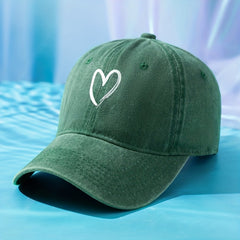Heart Print Casual Baseball Cap Solid Dad Hats Lightweight Sun Hats