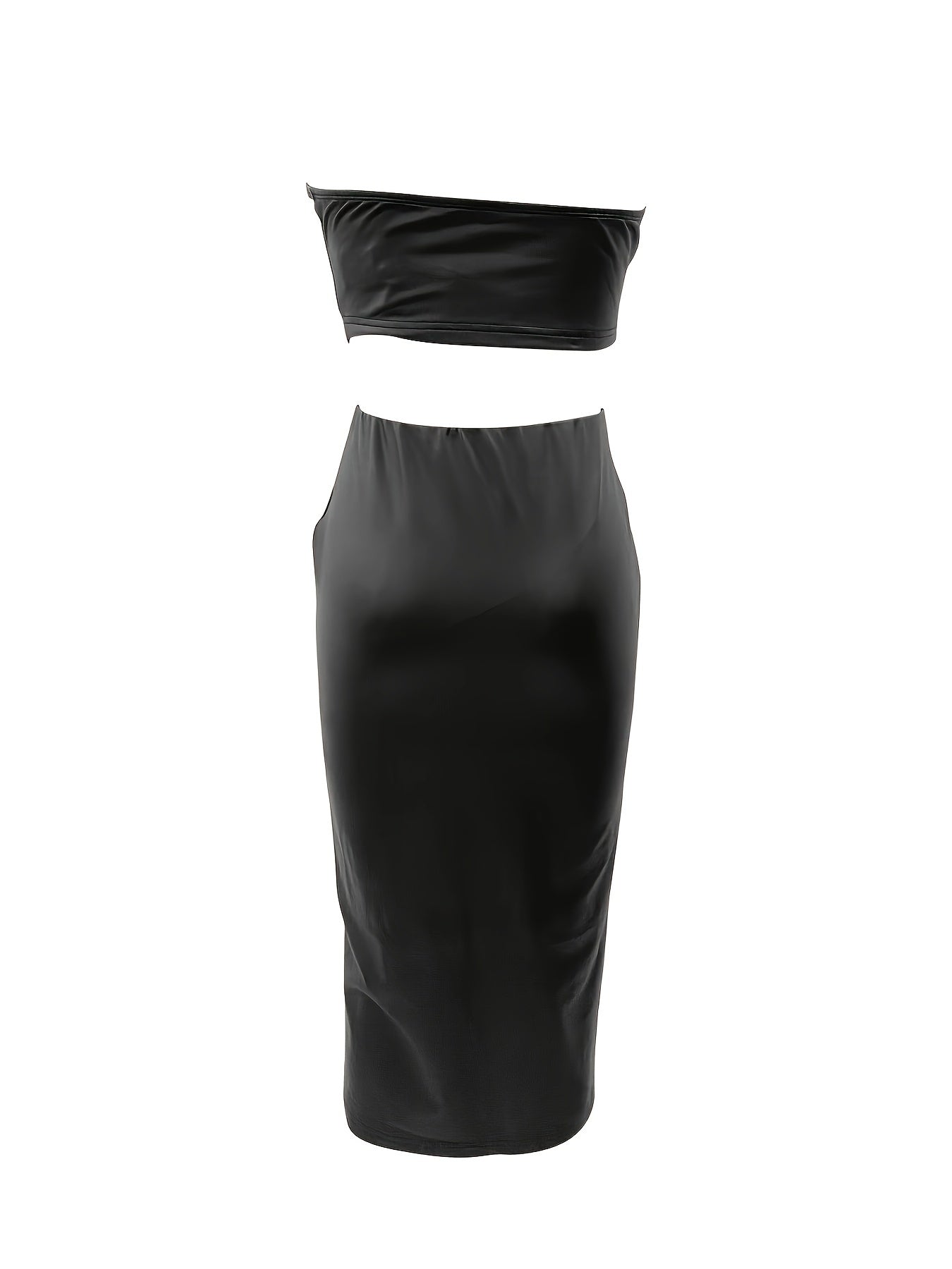 Sexy Two Piece Skirt Set Crop Tube Top & High Waist Skirt Outfit