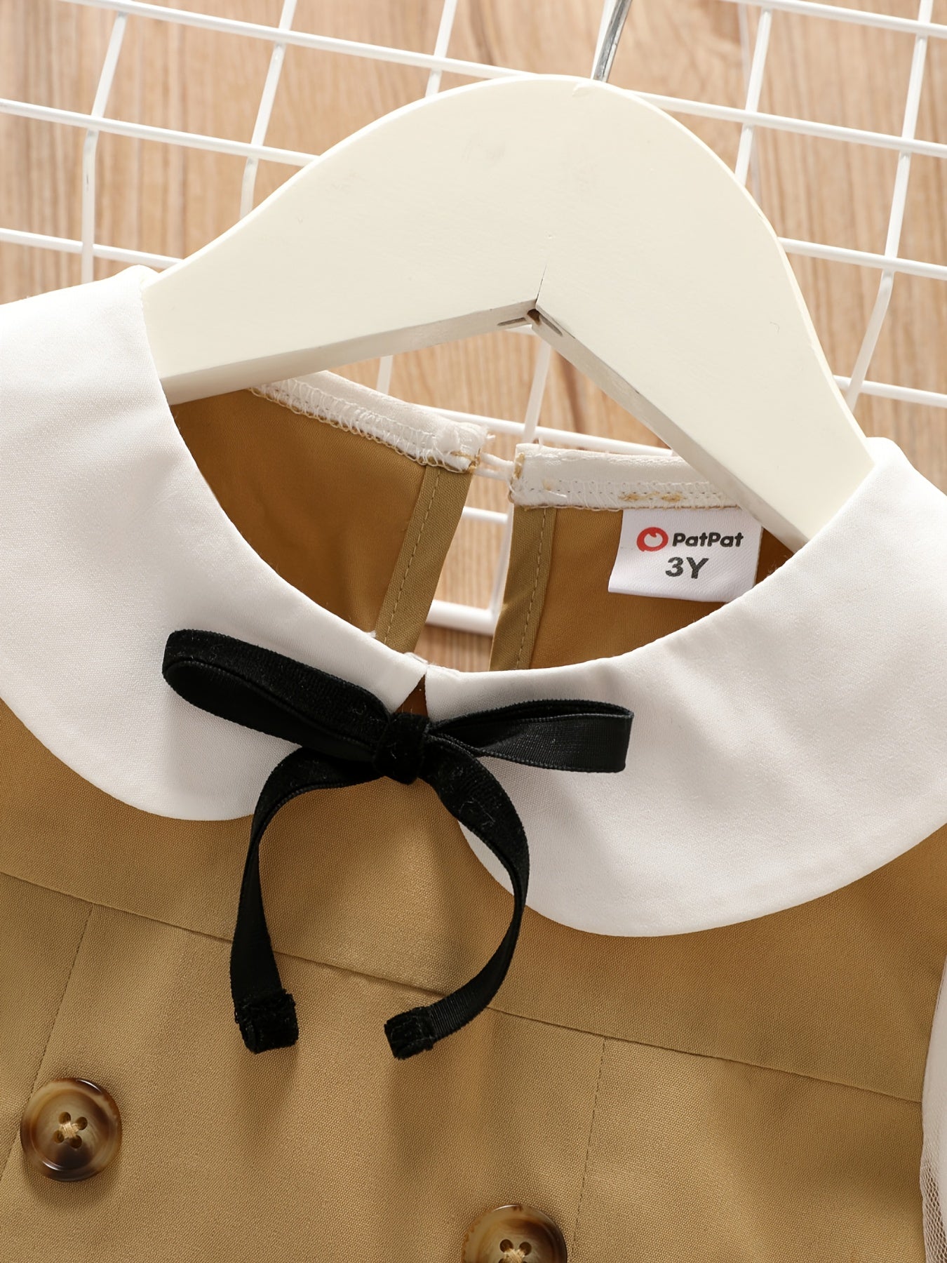 Girls Preppy Double Breasted Lace Dress