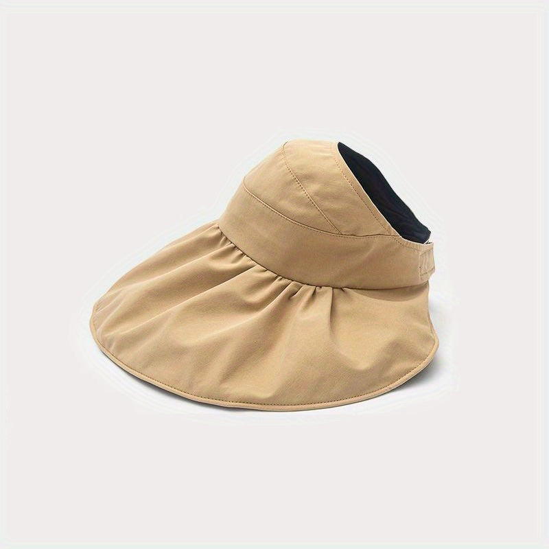 Double Layer Ponytail Visor Hat UV Protection Beach Travel Sun Hat