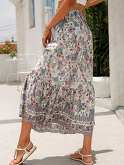 Floral Print High Waist Boho Skirt for Spring/Summer