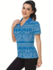 Women's Paisley Graphic Golf Shirt Short Sleeve Polo Boho Style