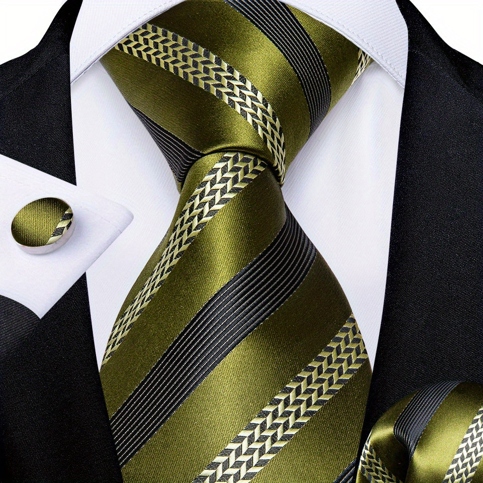 Solid Striped Silk Wedding Tie Gift Set Business Neck Tie