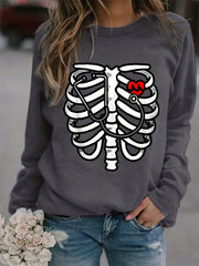 Skeleton Print Sweatshirt Crew Neck Casual Long Sleeve Sweatshirt