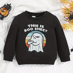 Kid's Halloween Cartoon Print Sweatshirt Crew Neck Pullover T-shirt