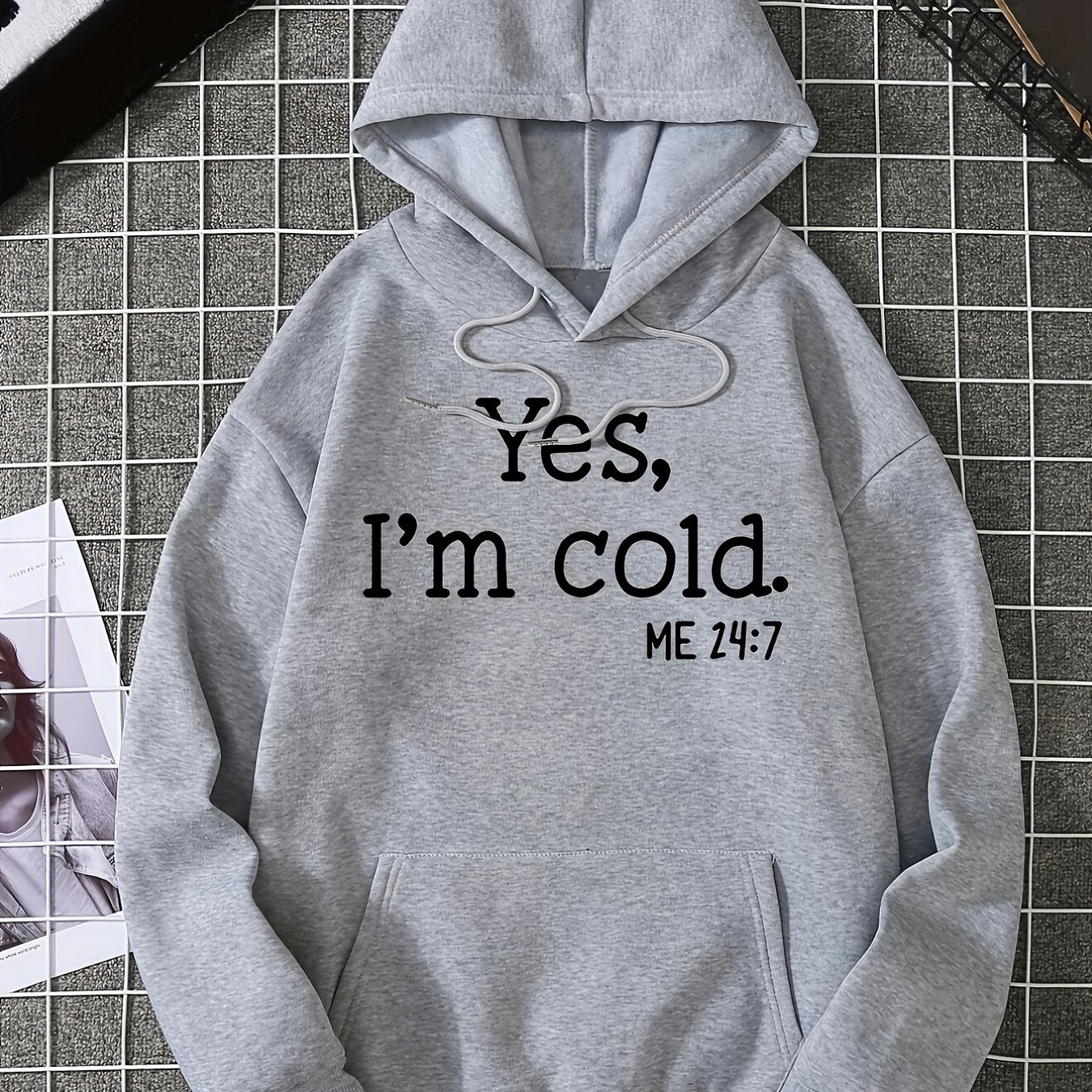 Cold Letter Graphic Hoodies Long Sleeve Pullover Tee Shirt Women's Clothing