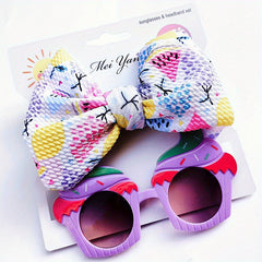 Cartoon Fabric Bow Hair Ties & Ice Cream Sunglasses Girls Accessories