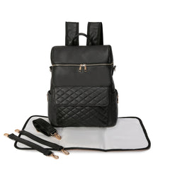 Large Capacity PU Mommy Bag with Matching Diaper Pad Backpack