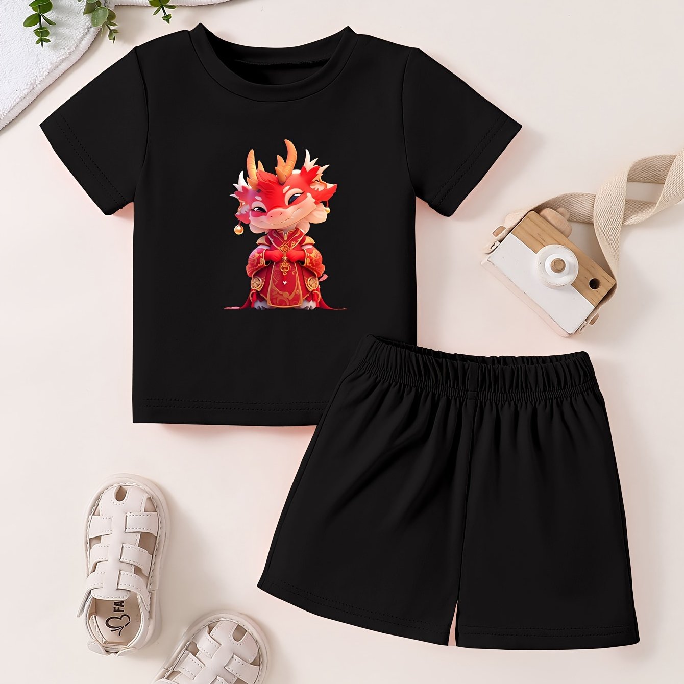Toddler Cotton Cartoon Set Short Sleeve T shirt & Shorts