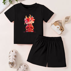 Toddler Cotton Cartoon Set Short Sleeve T shirt & Shorts