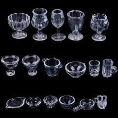 17pcs 1:12 Dollhouse Transparent Tableware DIY Pretend Play