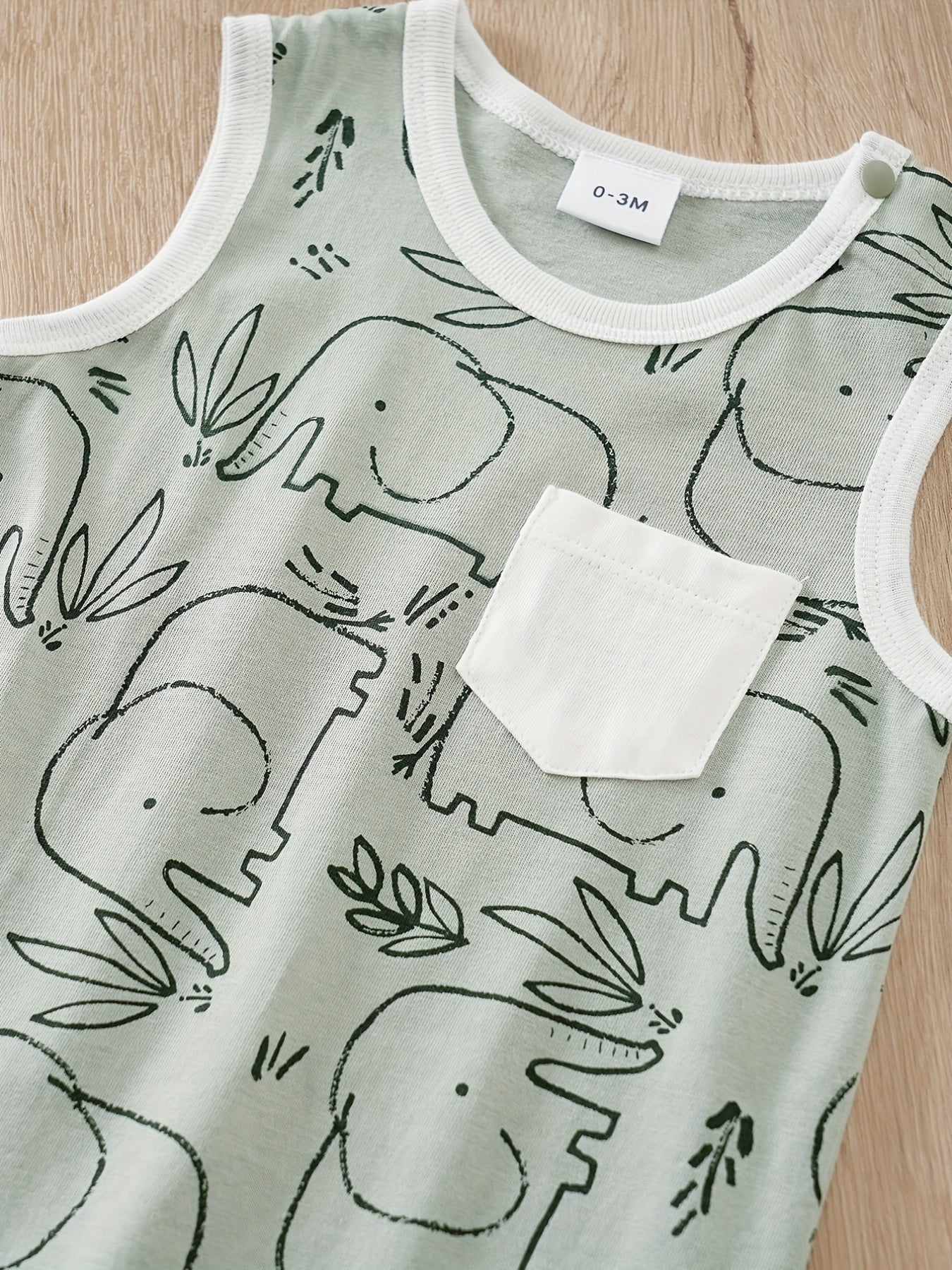 Baby Boys Cartoon Print Sleeveless Romper, Comfortable Breathable