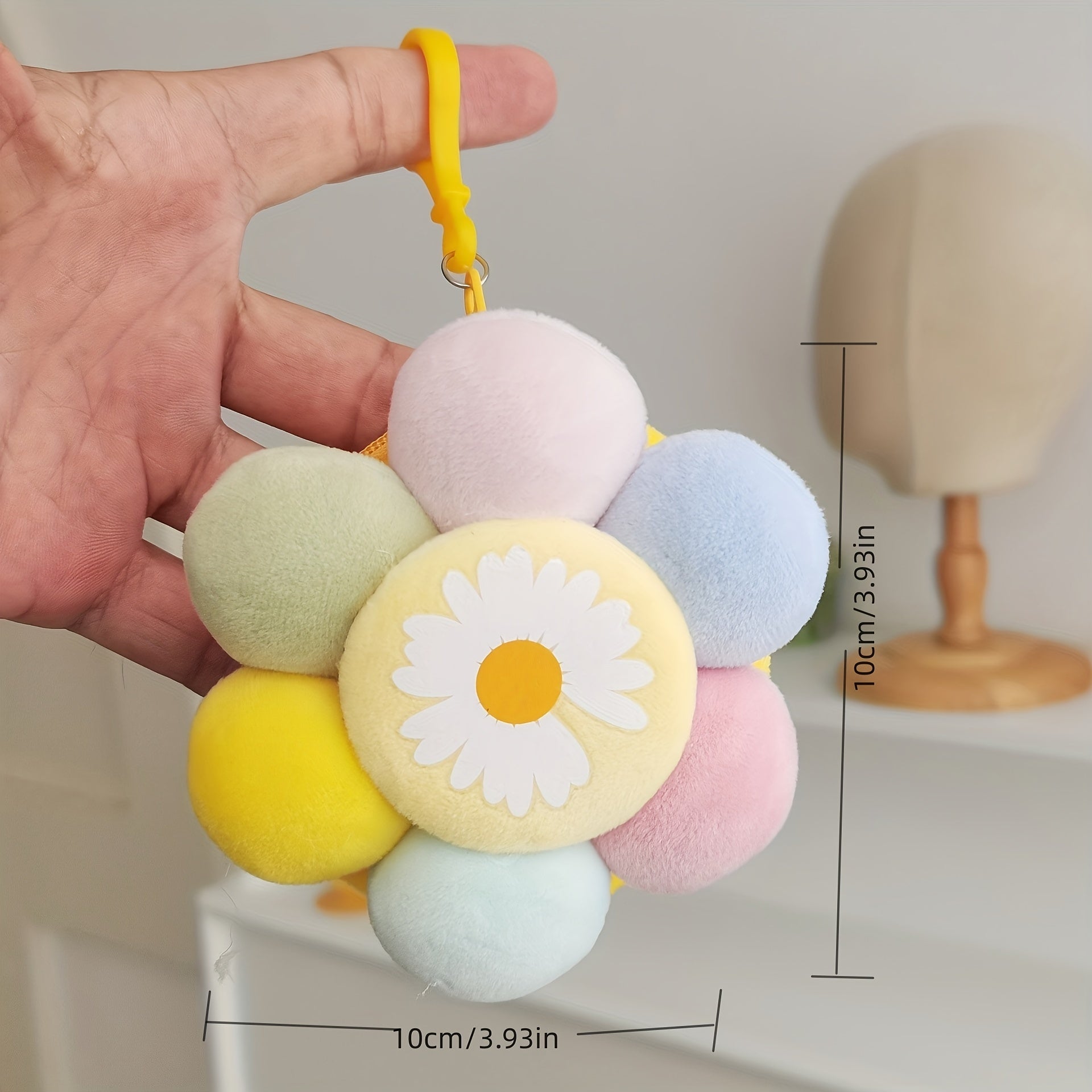 Cartoon Flower Key Chain Plush Doll School Bag Purse Pendant