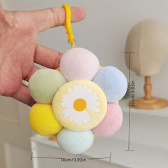 Cartoon Flower Key Chain Plush Doll School Bag Purse Pendant