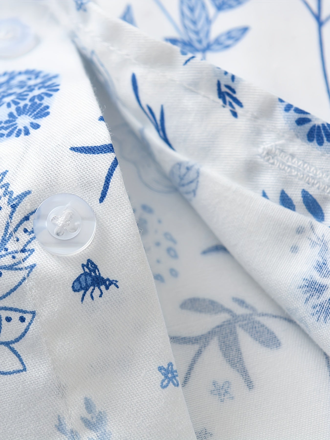 Boys Flower & Leaf Print Short Sleeves Shirt for Spring & Summer