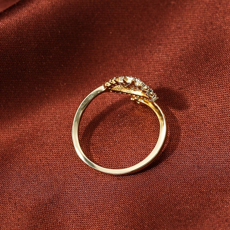 Copper Zircon Enamel Dripping Oil Evil Eye Tail Ring Women's Jewelry