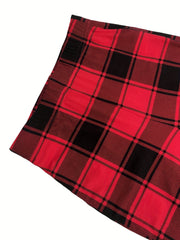 Plaid Pattern High Waist Skinny Leggings Casual Stretchy Leggings