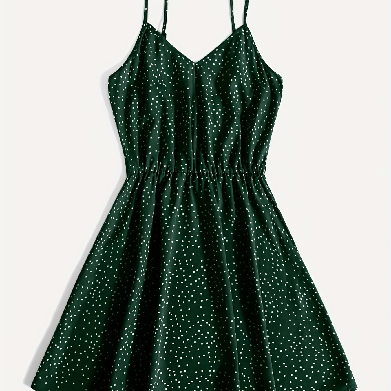 Polka Dot Spaghetti Strap Dress Casual V neck Backless Cami Dress