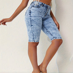 Tie Dye Denim Shorts Stretch Jeans